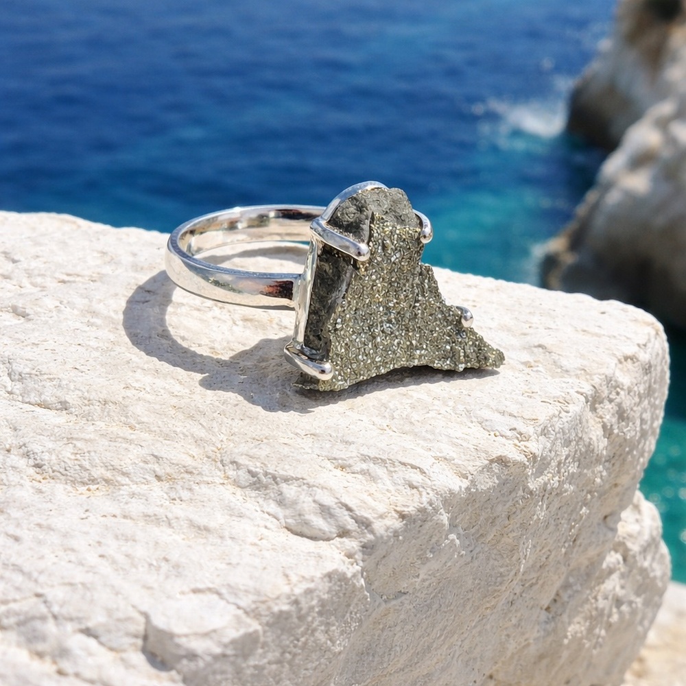 Rainbow Pyrite Druzy Ring - Picture 3 of 14